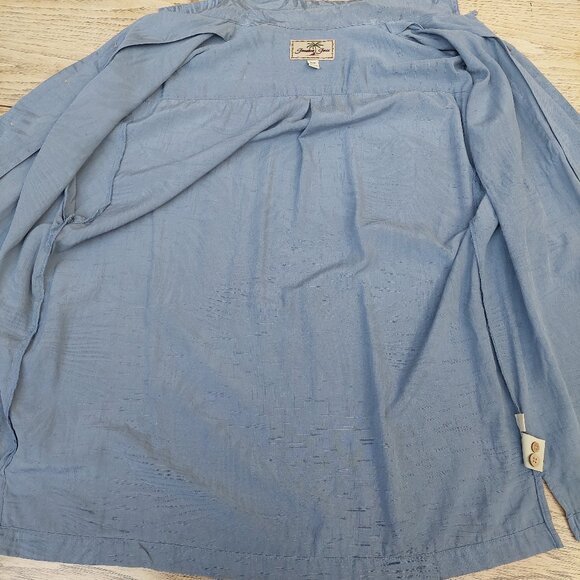 Jamaica Jaxx Men 100% silk Medium short sleeve button down blue shirt - Picture 11 of 15